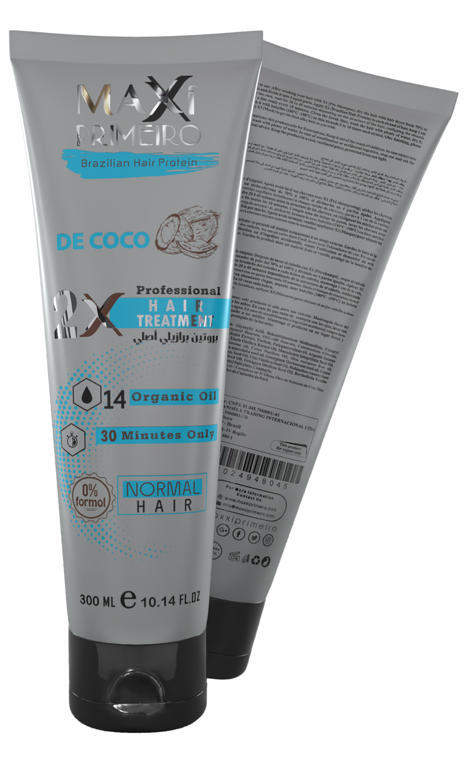 X2 Brazilian Hair protein 300ml De coco(Hair Treatment)
